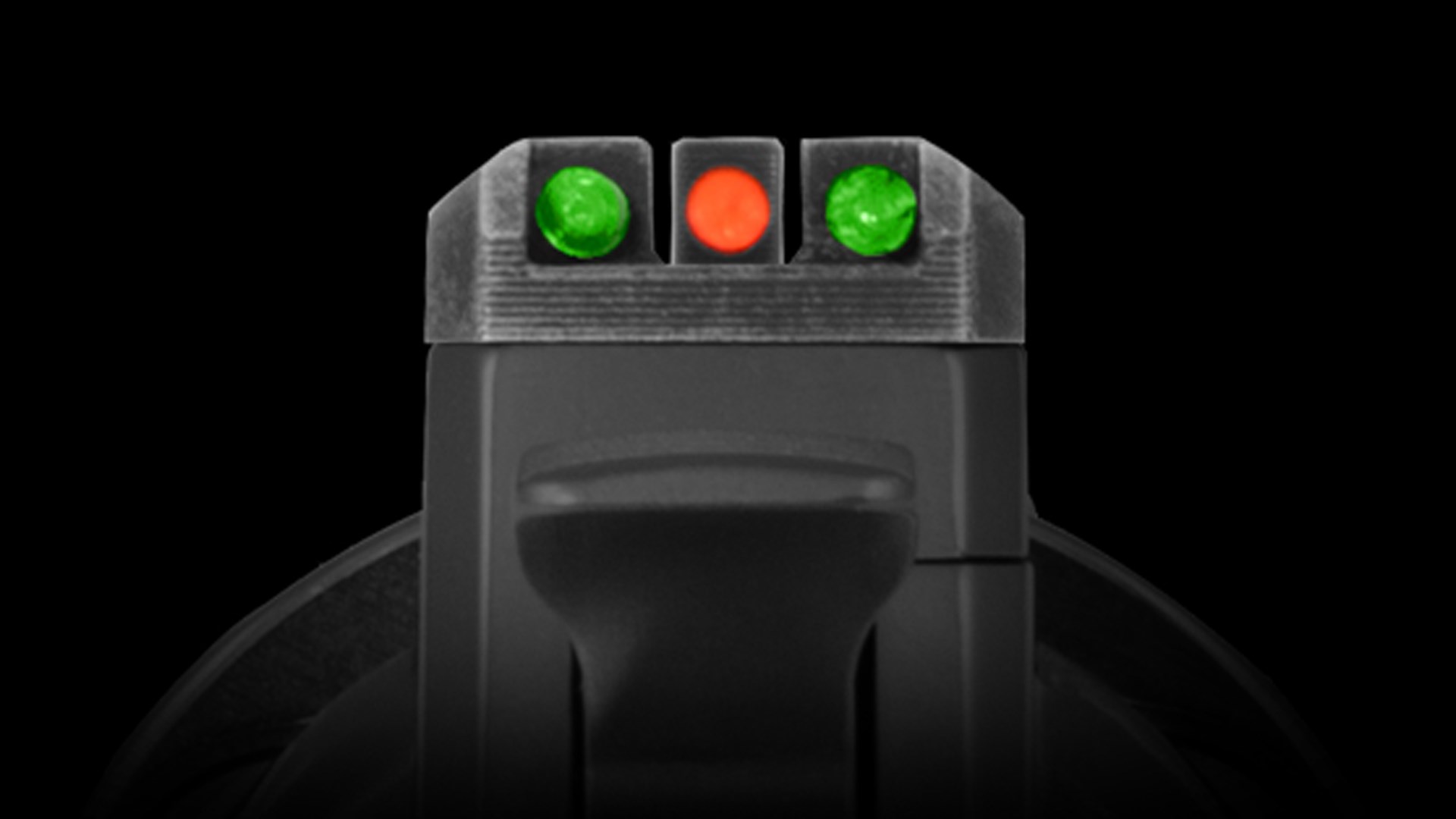 Details of the high-visibility sights on top of the Diamondback SDR revolver.