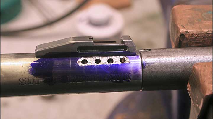 gunsmithing barrel porting blue parts gun
