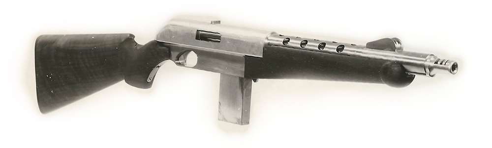 .30 cal carbine prototype Robert Lee hillberg design stainless steel vetilated barrel ports wood stock