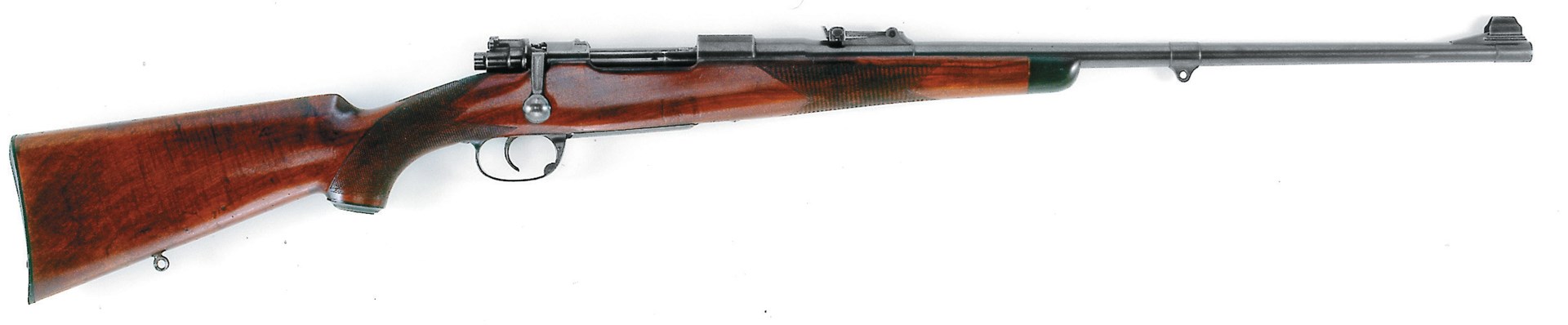 right side of wood stock bolt-action masuer rifle