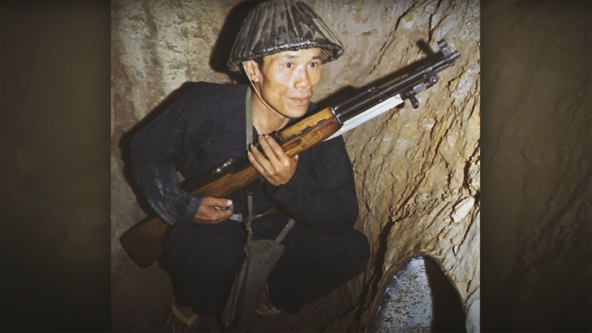 A Veit-Cong solider armed with a SKS carbine during the Vietnam War.