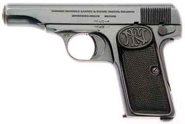 More than 63,000 FN Model 1910 pistols were made between 1912 and August 1914. The pre-war Model 1910s, as were used by the conspirators, had slide- legend lettering with serifs.