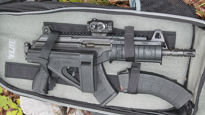 The compact nature of the Galil ACE pistol lends itself to discreet carry in a shoulder pack.