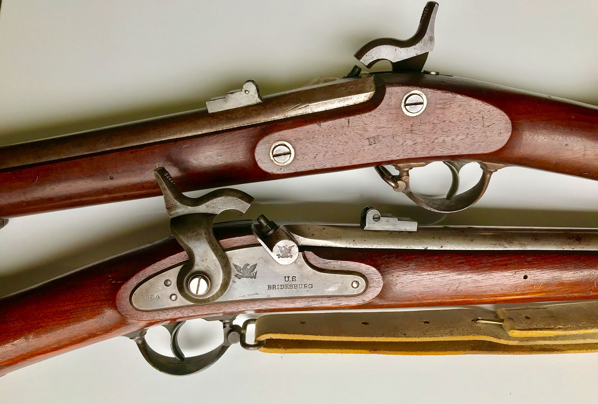 The Bridesburg rifle-muskets that Jenks sold to the Fenians were pristine arms. These examples were found in the area of the 1866 Battle of Pigeon Hill. Courtesy of Ross Jones.