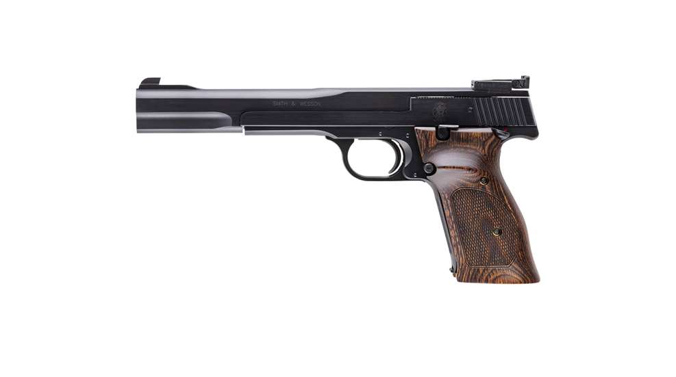 Smith & Wesson Model 41 Classic Rimfire Repeater left-side view handgun pistol 22lr black metal wood walnut
