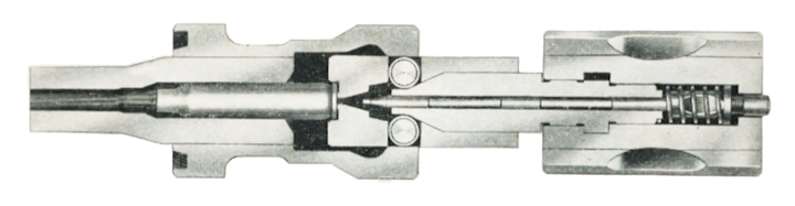 Cutaway view drawing of Heckler &amp; Koch&#x27;s roller-delayed mechanism.