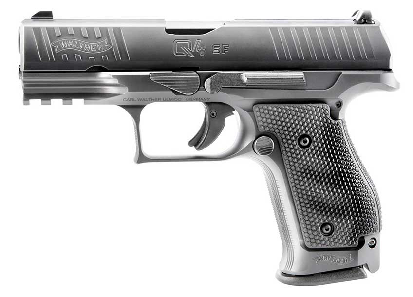 Walther Arms Q4 left side full length on white pistol handgun 9mm
