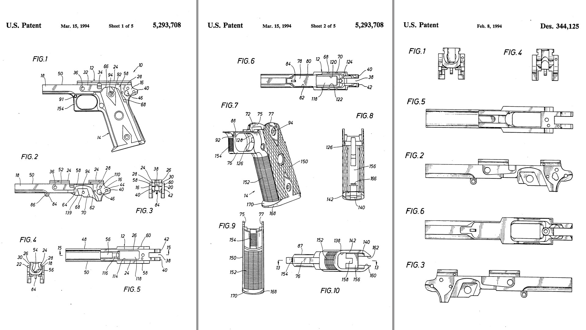 Virgil Tripp and Sandy Strayer’s2011 pistol patent drawings