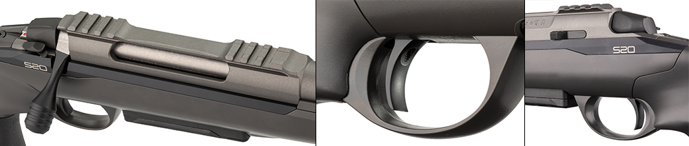 Picatinny rail, trigger, bolt-release lever