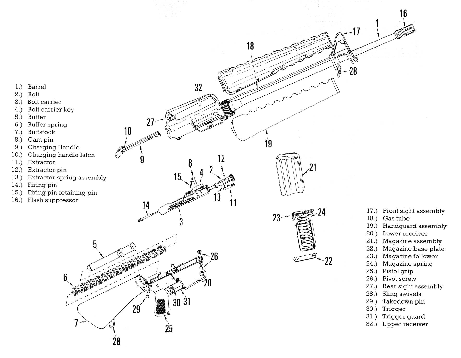 diagram schematic parts gun rifle ar-15