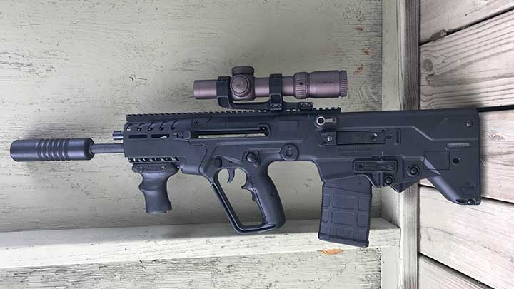 A view of the IWI Tavor 7 from the left side.