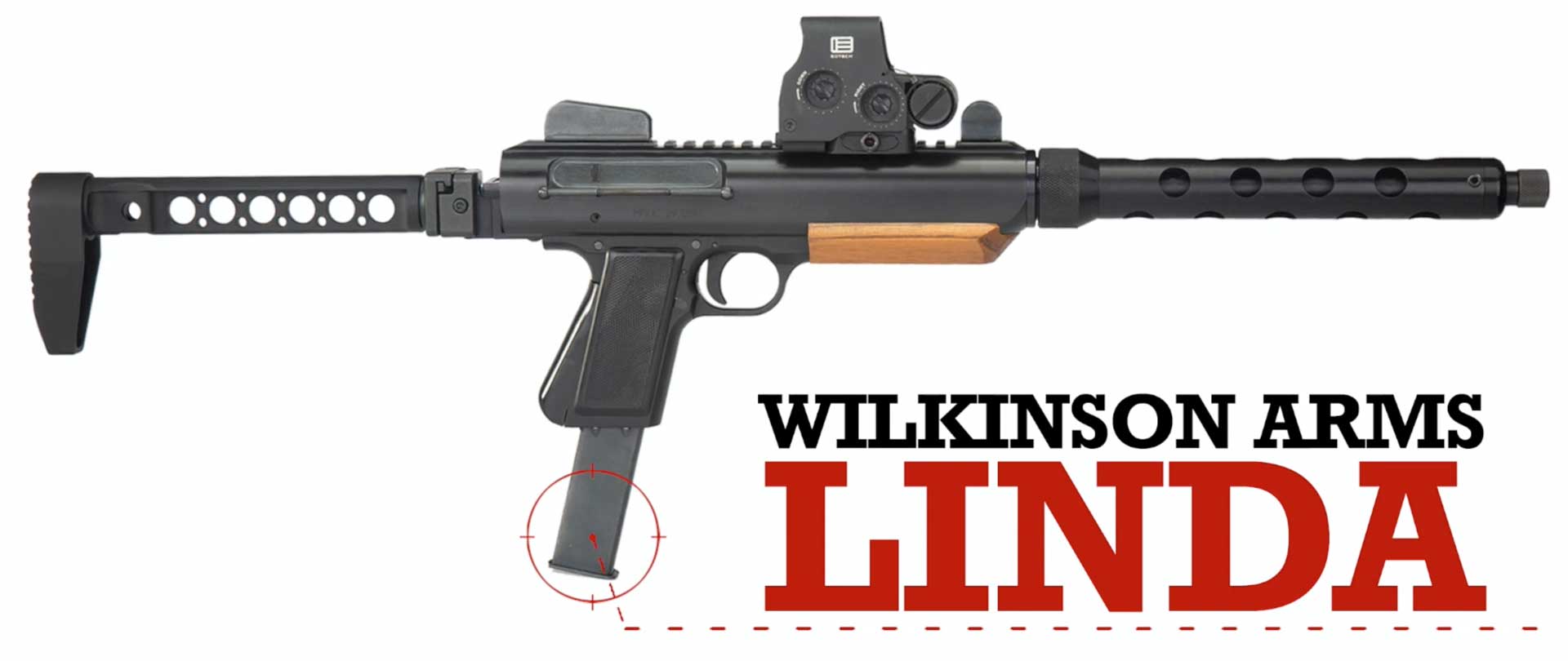 linda carbine right side rifle black metal gun text on image noting "nra gun of the week