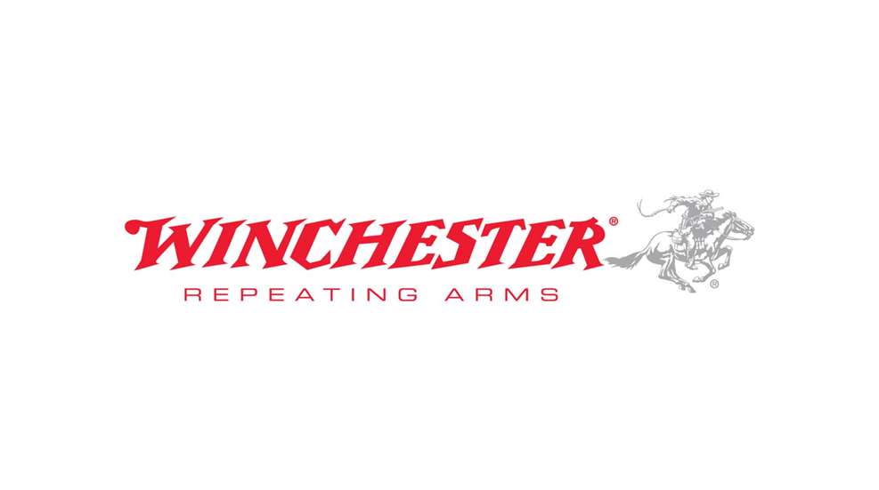 Winchester Repeating Arms logo text font red bold gray horse white background