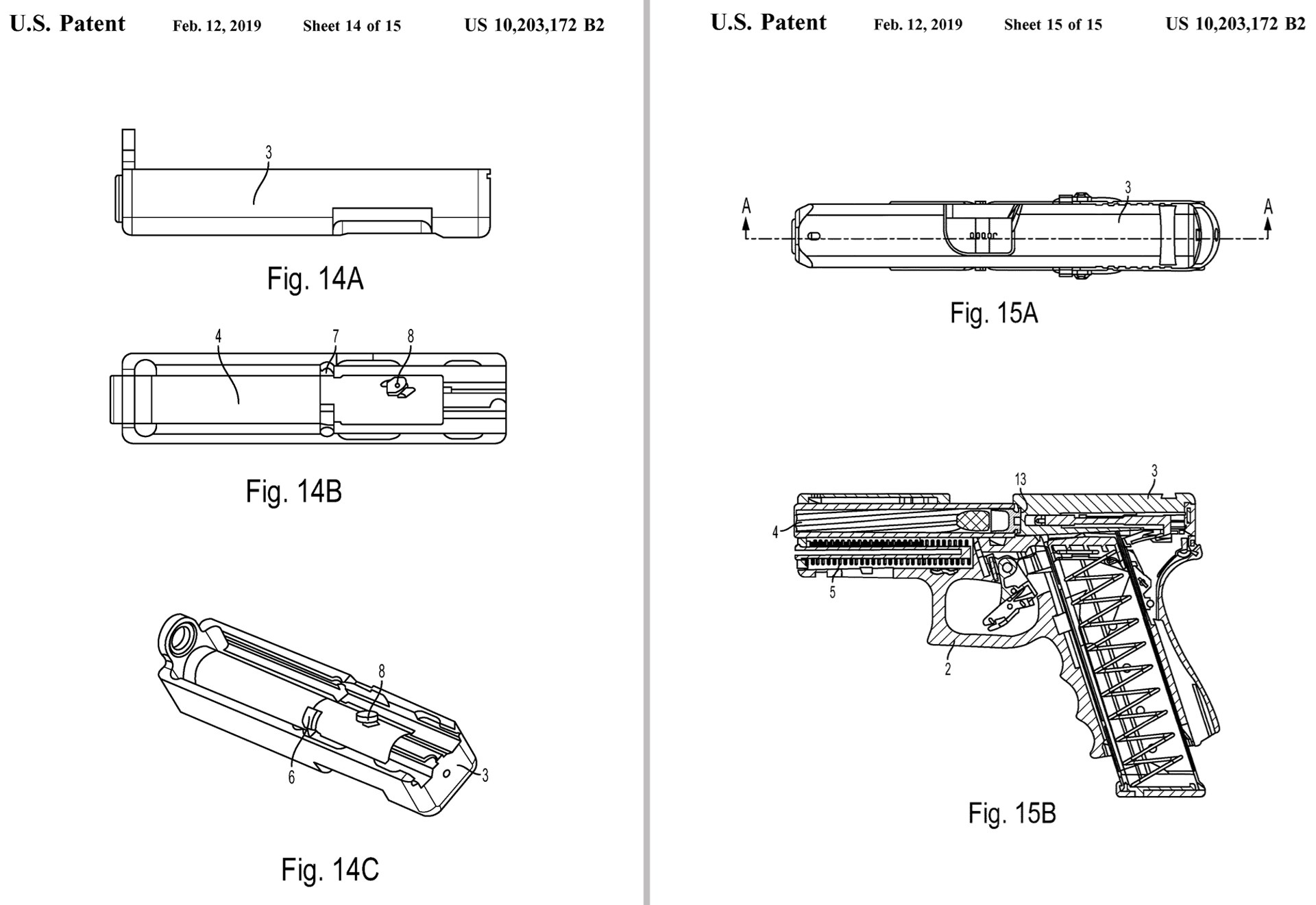 Patent drawings for rotating barrel glock g46 prototype gun pistol handgun