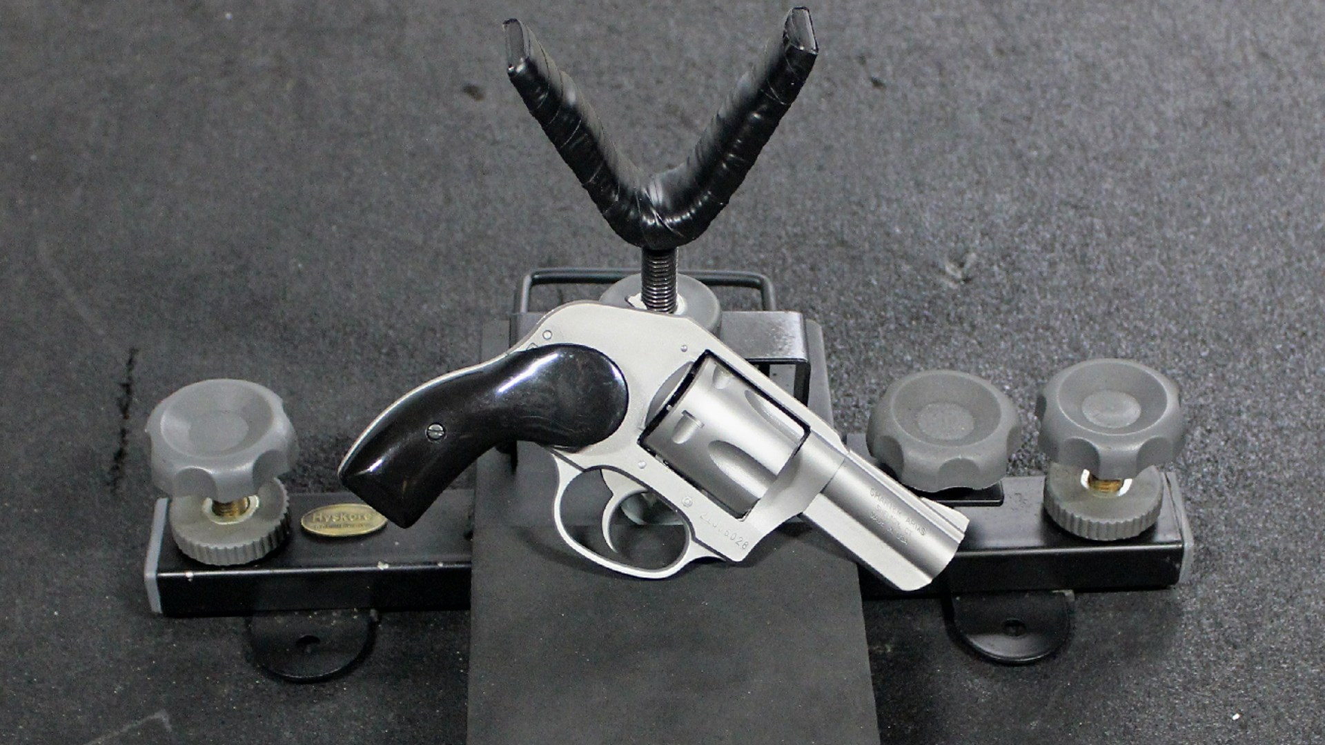 Charter Arms Bulldog right side revovler stainless steel on shooting rest