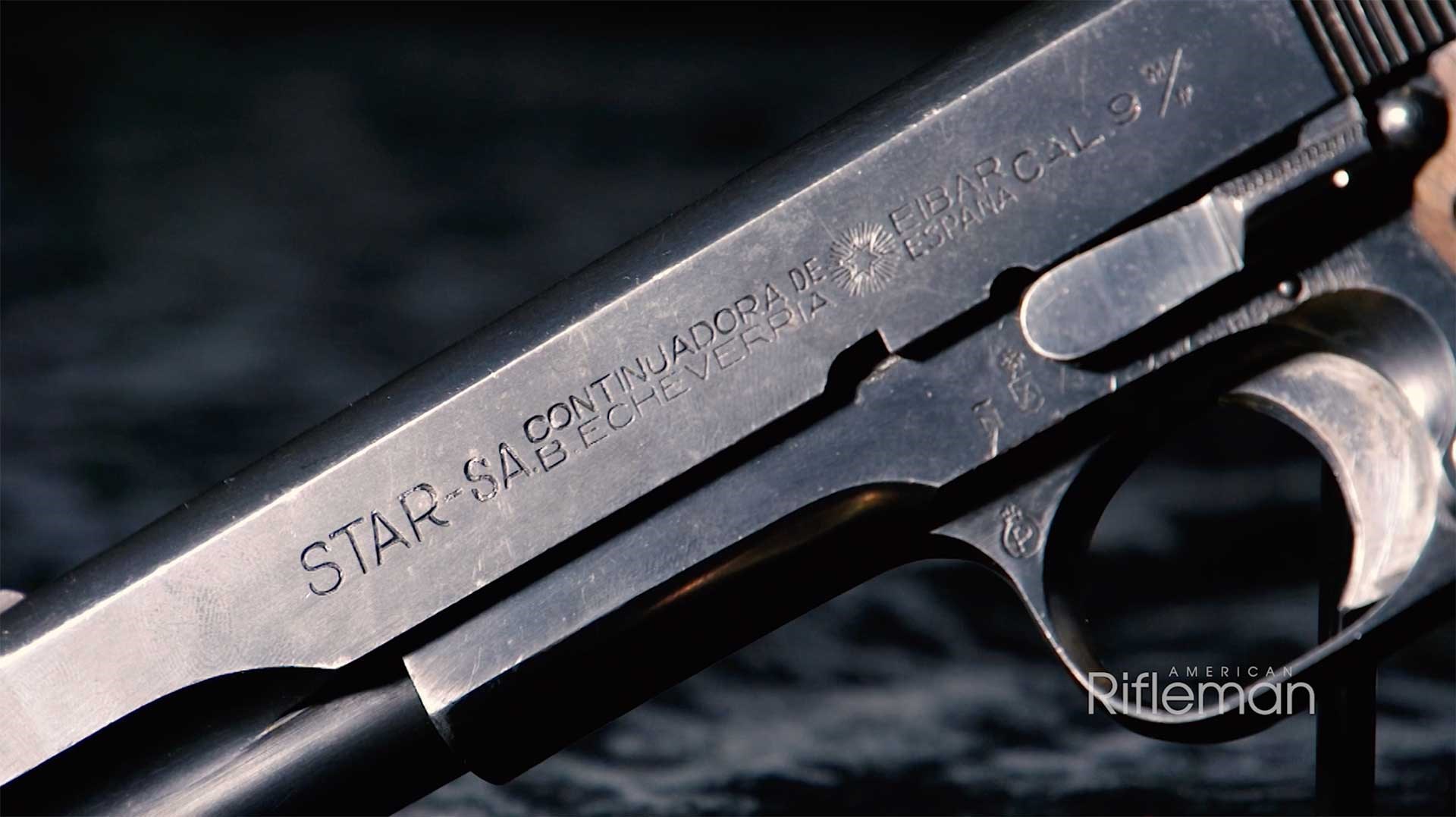 Slide markings on the left side of the Star Model B.