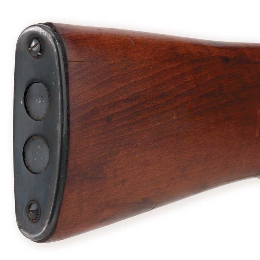 wooden buttstock rifle black metal plate rear butt gun parts