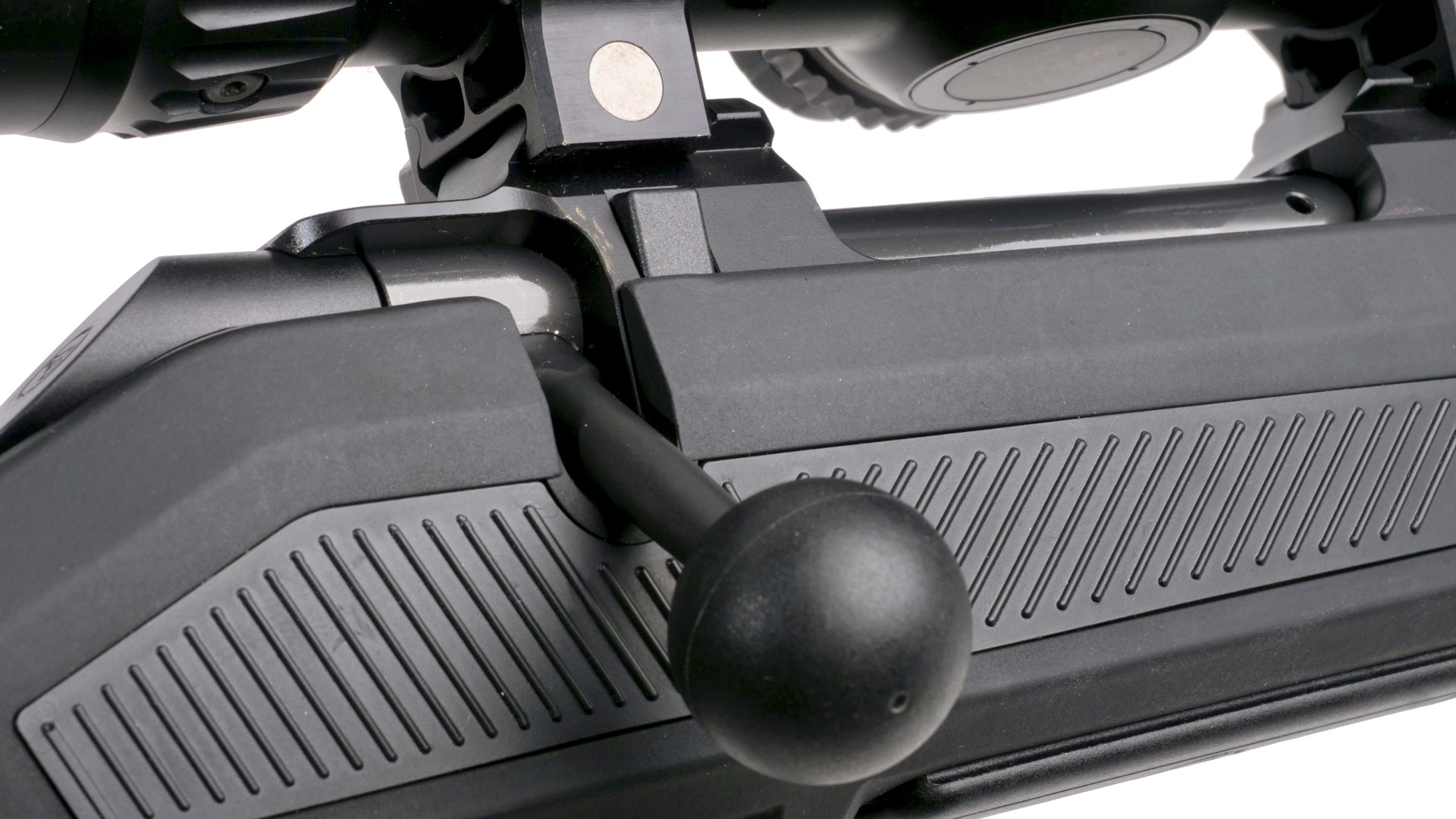 CZ 600 Alpha right-side closeup receiver bolt knob action stock