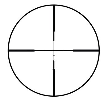 crosshairs of Maven CRS.2 riflescope CRSH reticle modified duplex with stadia hash marks hunting black white lines cross intersection