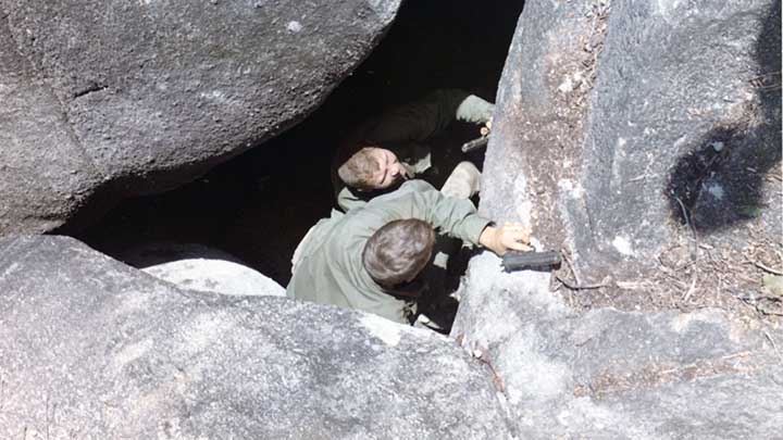 Men of the 1st CAV emerge from searching a warren of caves during Operation Thayer, February 1967.