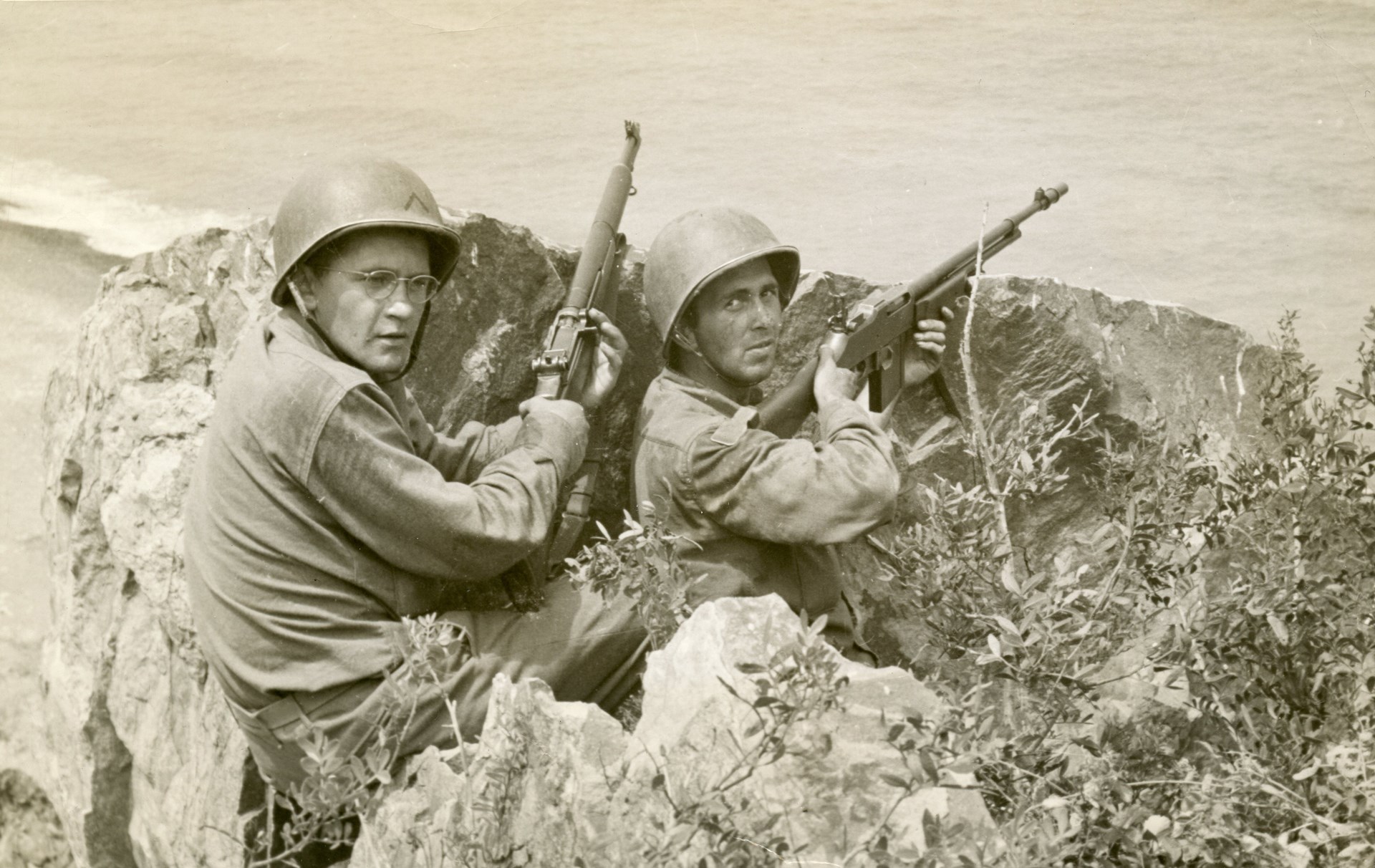 US infantrymen on the north coast of Sicily during August 1943, guarding against a potential counterattack.