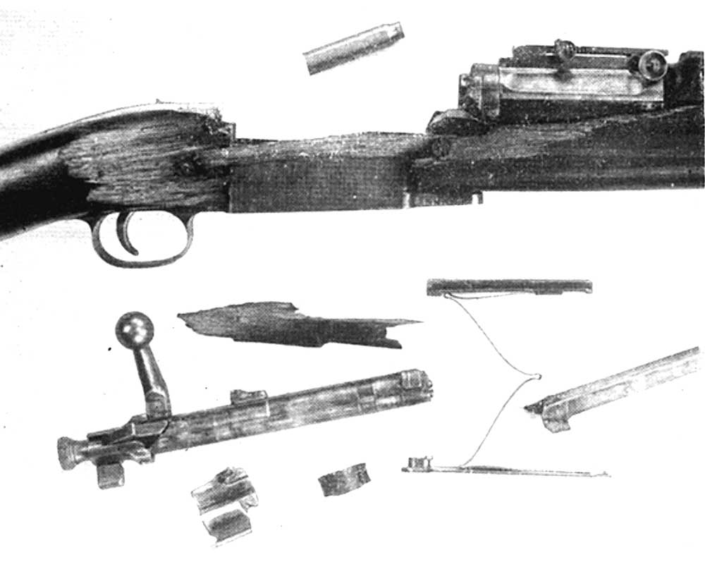 rifle parts pieces components broken metal wood